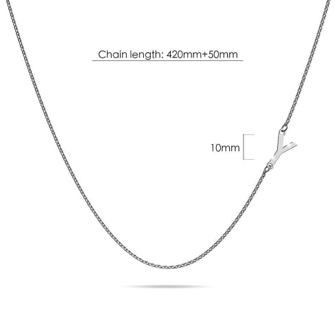 Bold Alphabet Letter Initial Charm Necklace in White Gold Tone